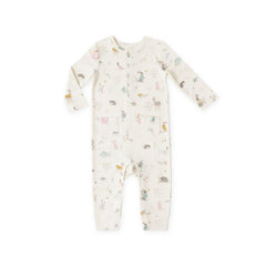 baby henley patch pocket romper forest fable in multi pattern