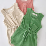baby classic terry drawstring romper grass
