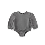 baby essentials puff sleeve one piece charcoal in neutrals pattern pehr newborn 1