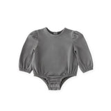 baby essentials puff sleeve one piece charcoal in neutrals pattern pehr newborn 1
