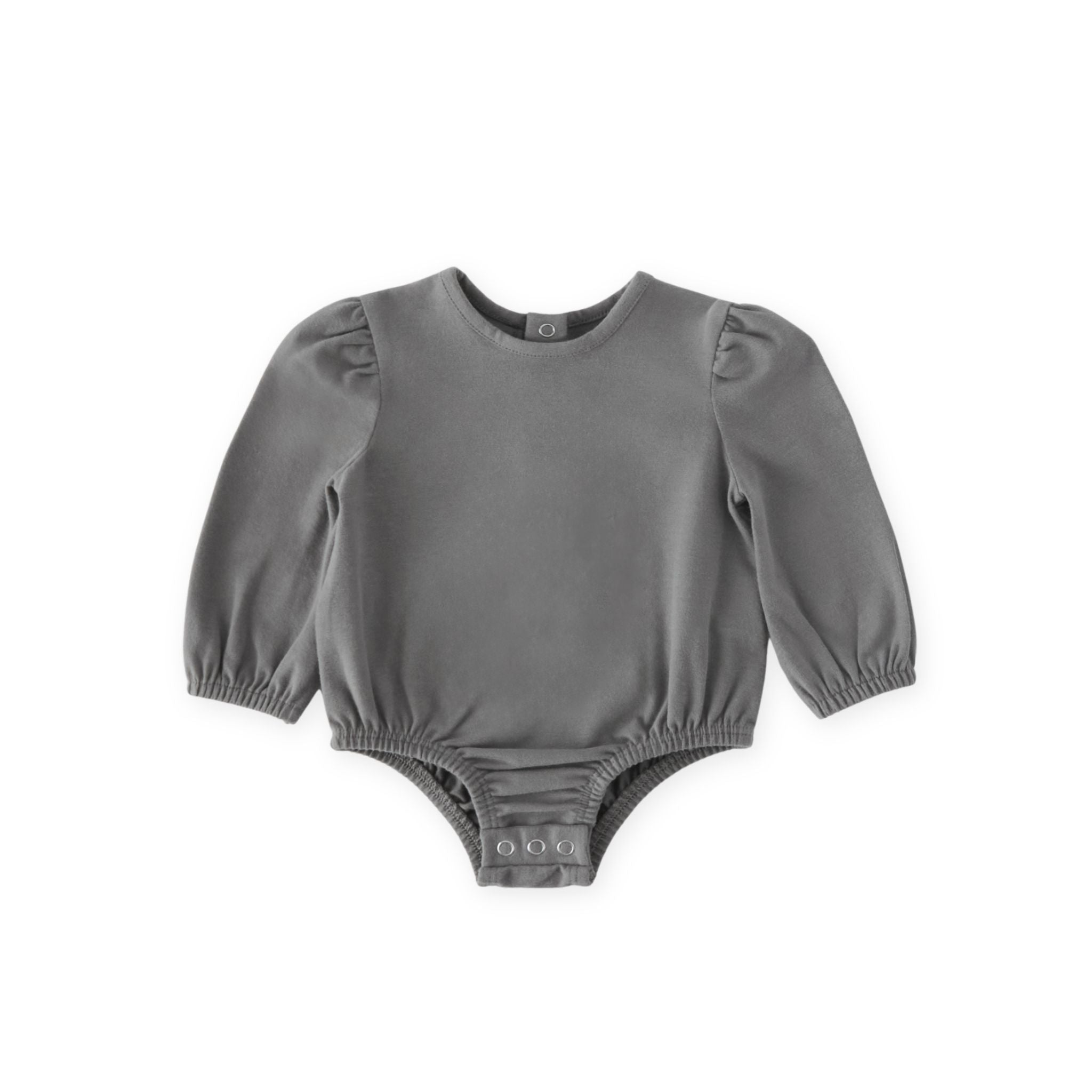 baby essentials puff sleeve one piece charcoal in neutrals pattern pehr newborn 1