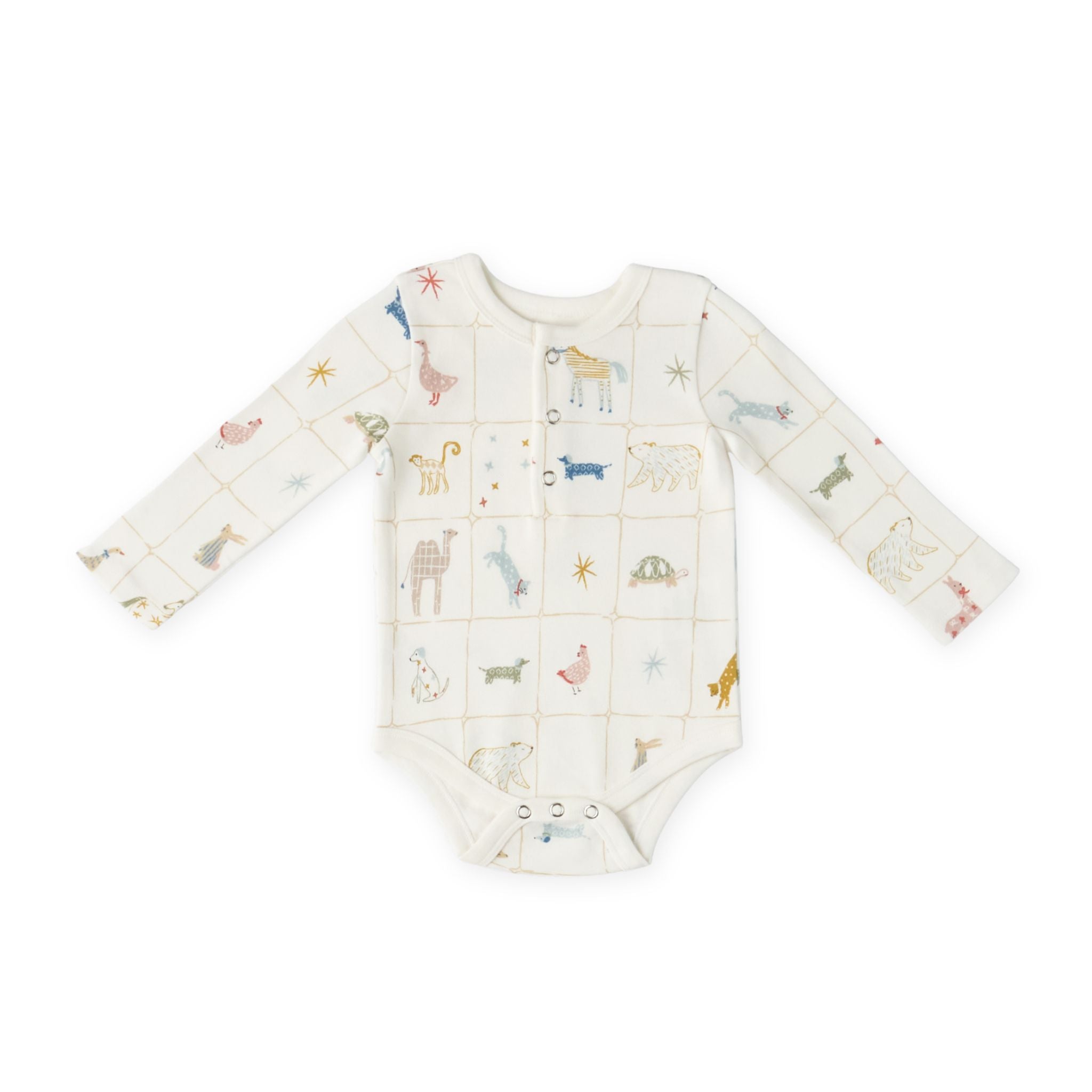 henley one piece animal shuffle in multi pattern