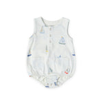 kids sleeveless one piece set sail in blues pattern