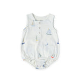 kids sleeveless one piece set sail in blues pattern