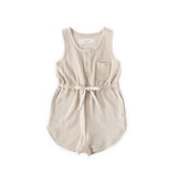 baby classic terry drawstring romper sand in neutrals pattern