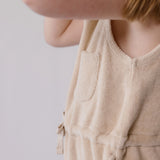 baby classic terry drawstring romper sand