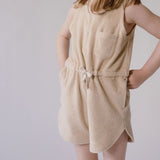 baby classic terry drawstring romper sand