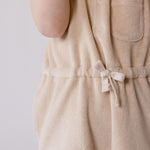 baby classic terry drawstring romper sand