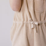 baby classic terry drawstring romper sand