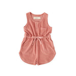 baby classic terry drawstring romper shell in pinks pattern