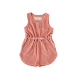 baby classic terry drawstring romper shell in pinks pattern