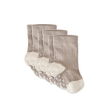 crew socks with grips 3 pack light mushroom in neutrals pattern