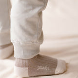 crew socks with grips 3 pack light mushroom