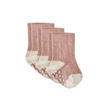 crew socks with grips 3 pack blossom in pinks pattern