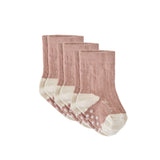 crew socks with grips 3 pack blossom in pinks pattern