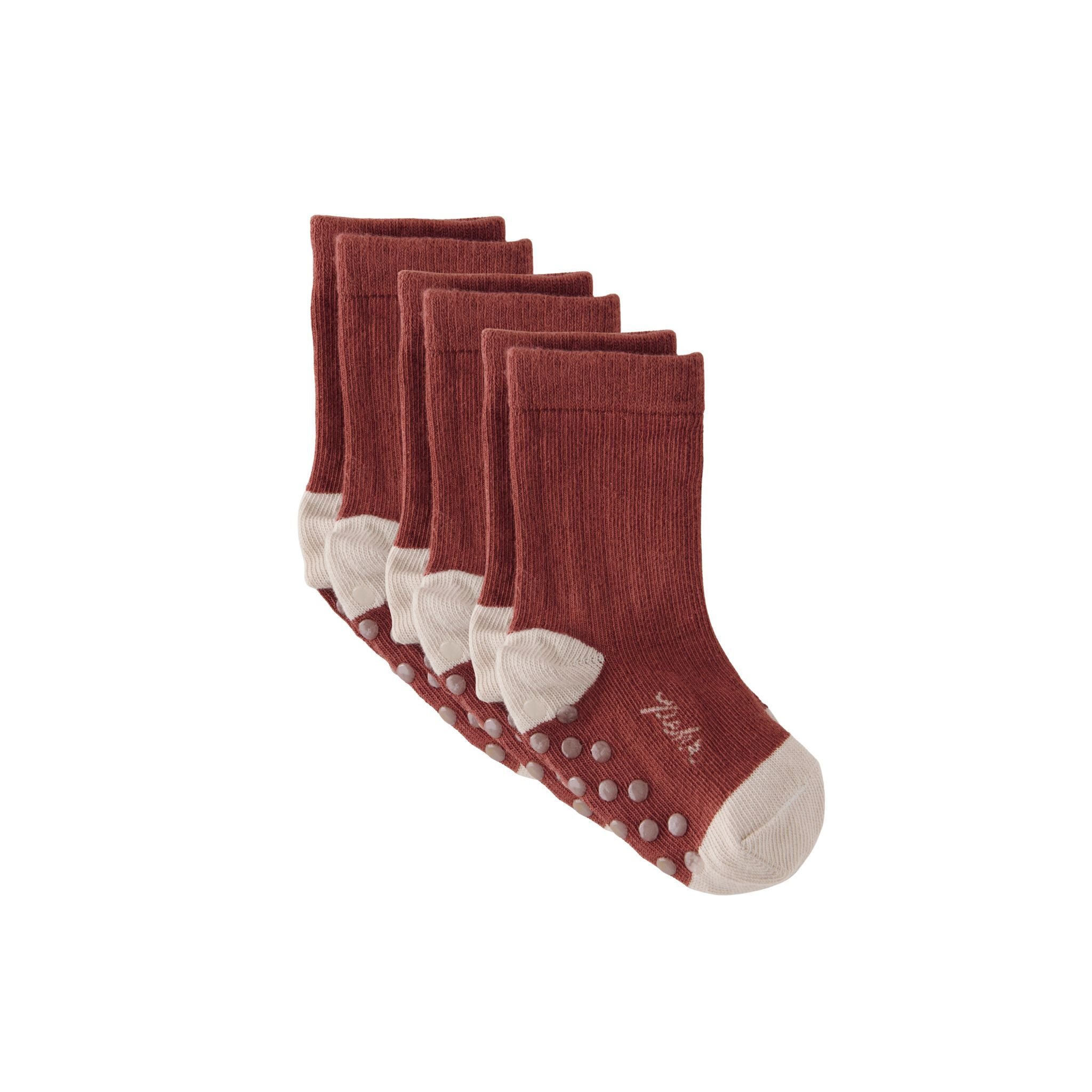 crew socks with grips 3 pack mulberry in reds pattern