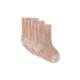 crew socks with grips 3 pack blush in pinks pattern