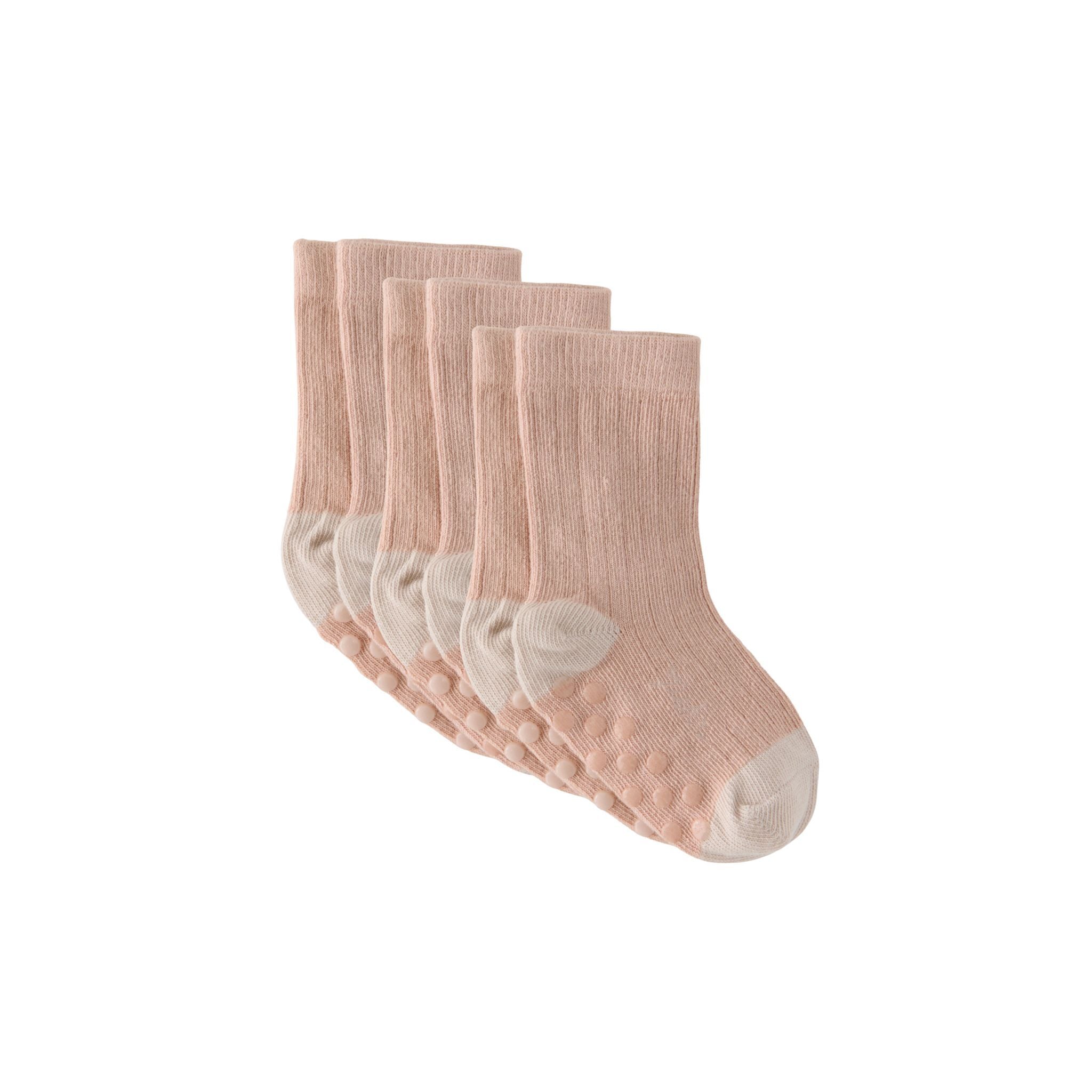 crew socks with grips 3 pack blush in pinks pattern