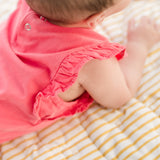 garment dye flutter one piece raspberry