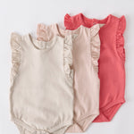 garment dye flutter one piece raspberry