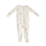 baby ribbed baby sleeper over the moon in neutrals pattern