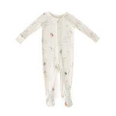 baby ribbed baby sleeper over the moon in neutrals pattern