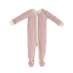 baby ribbed baby sleeper stripes away berry in reds pattern