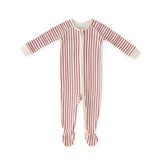 baby ribbed baby sleeper stripes away berry in reds pattern