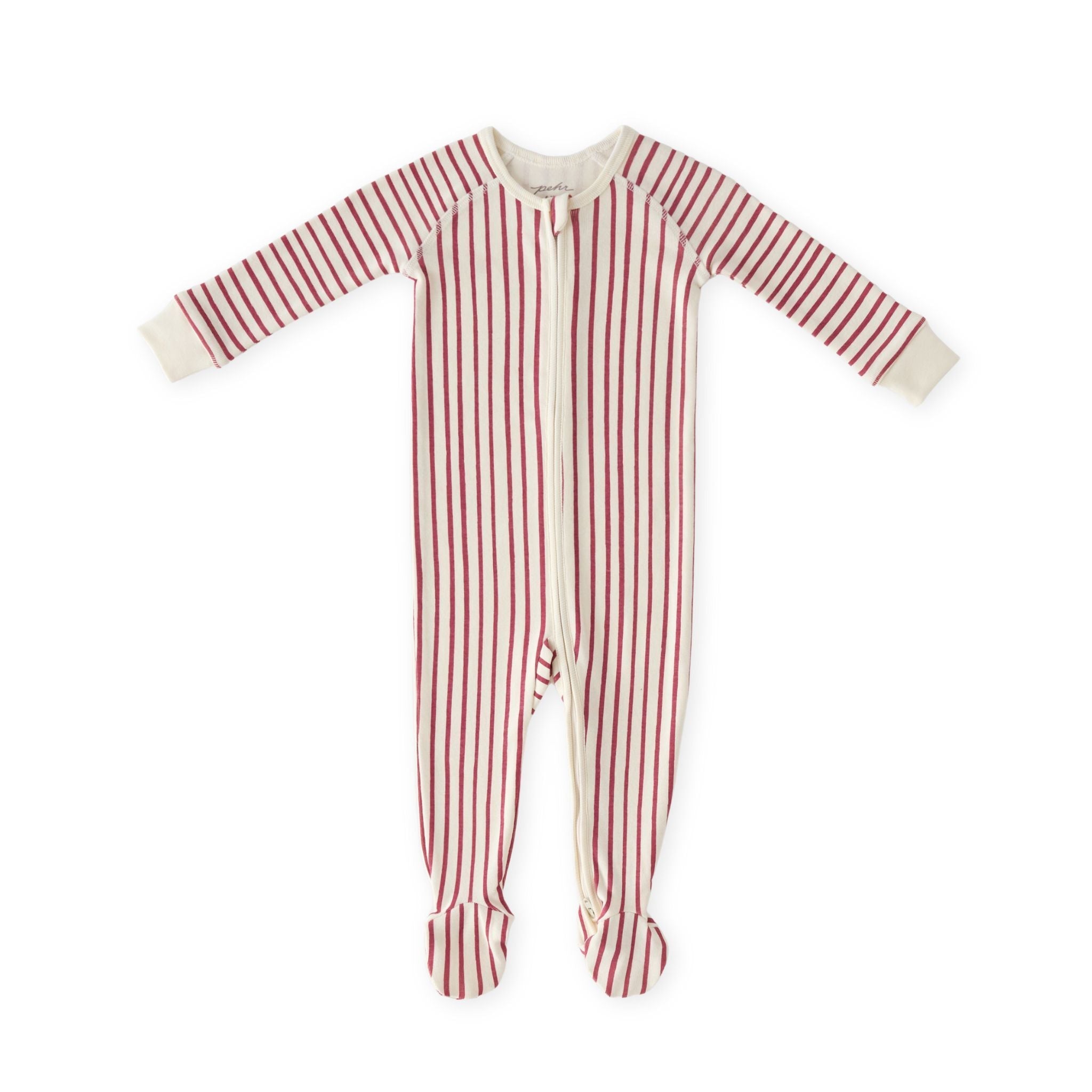 baby ribbed baby sleeper stripes away berry in reds pattern