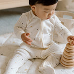baby pointelle baby sleeper polka dotty