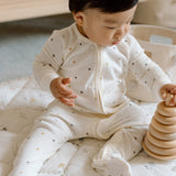 baby pointelle baby sleeper polka dotty