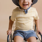 dropped shoulder short sleeve t shirt stripes away marigold