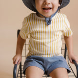 dropped shoulder short sleeve t shirt stripes away marigold