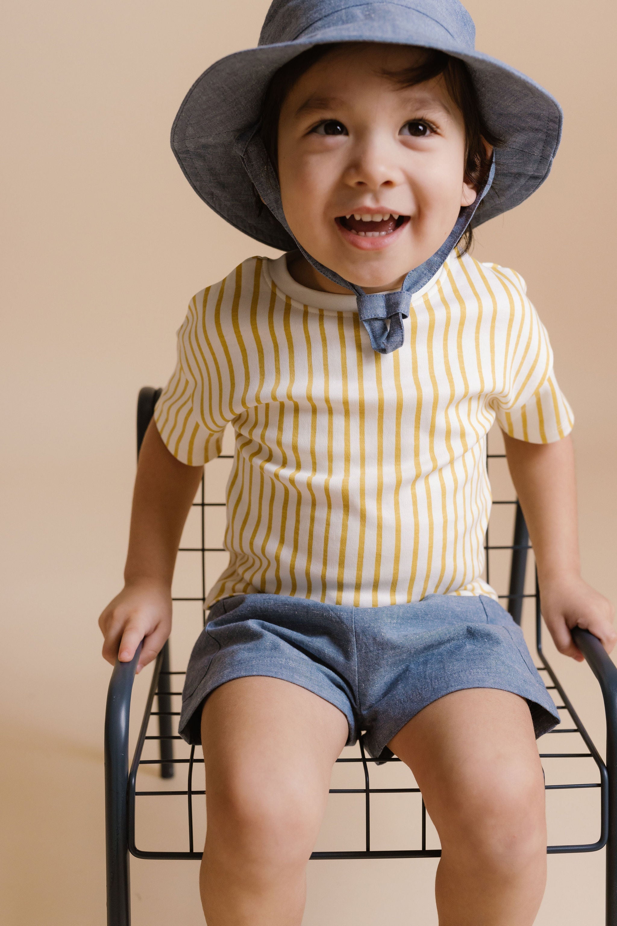 dropped shoulder short sleeve t shirt stripes away marigold