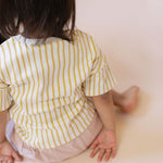 dropped shoulder short sleeve t shirt stripes away marigold