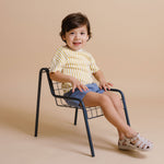 dropped shoulder short sleeve t shirt stripes away marigold