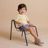dropped shoulder short sleeve t shirt stripes away marigold