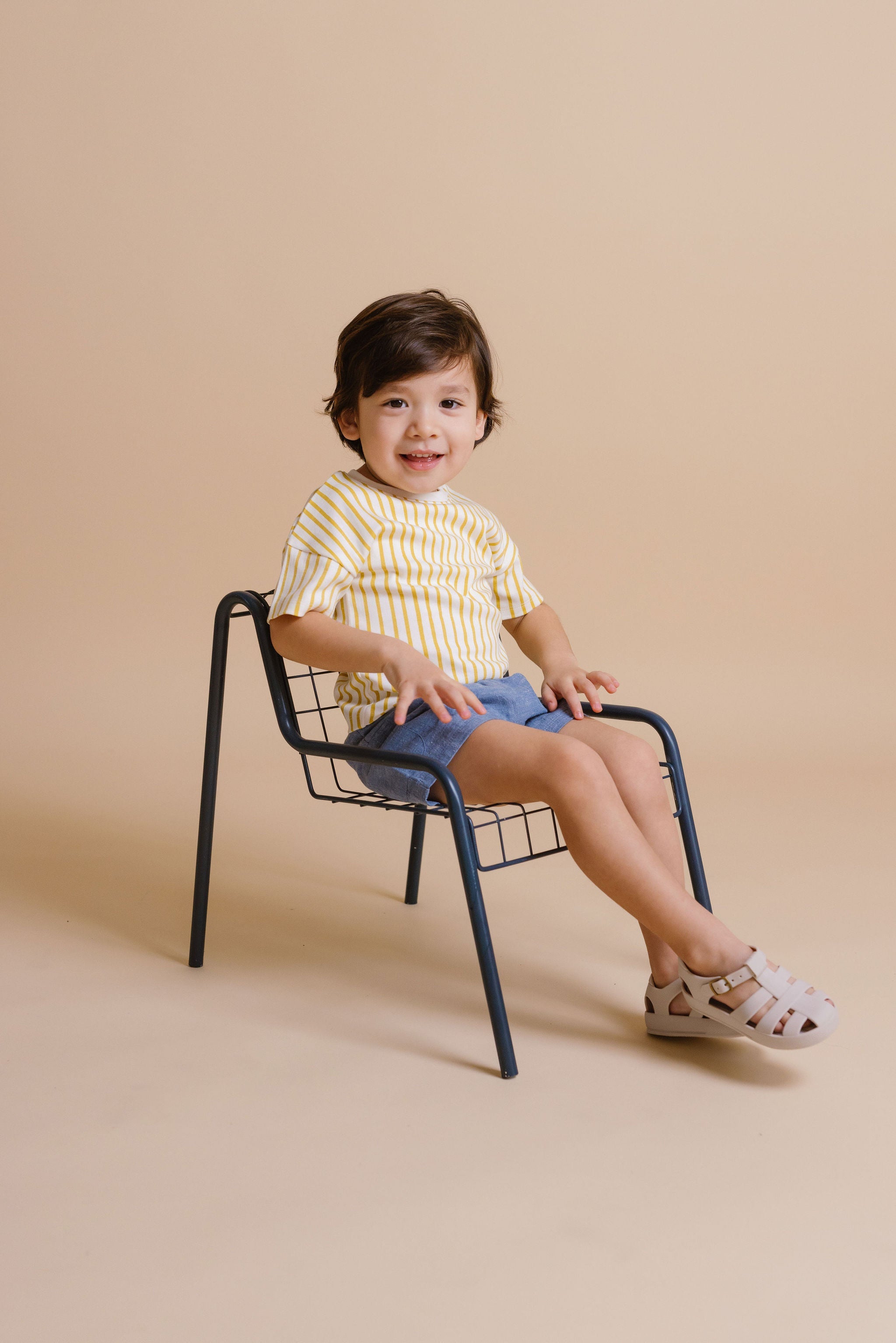 dropped shoulder short sleeve t shirt stripes away marigold