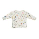 kids dropped shoulder long sleeve top into the wild in multi pattern