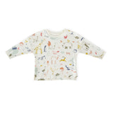 kids dropped shoulder long sleeve top into the wild in multi pattern