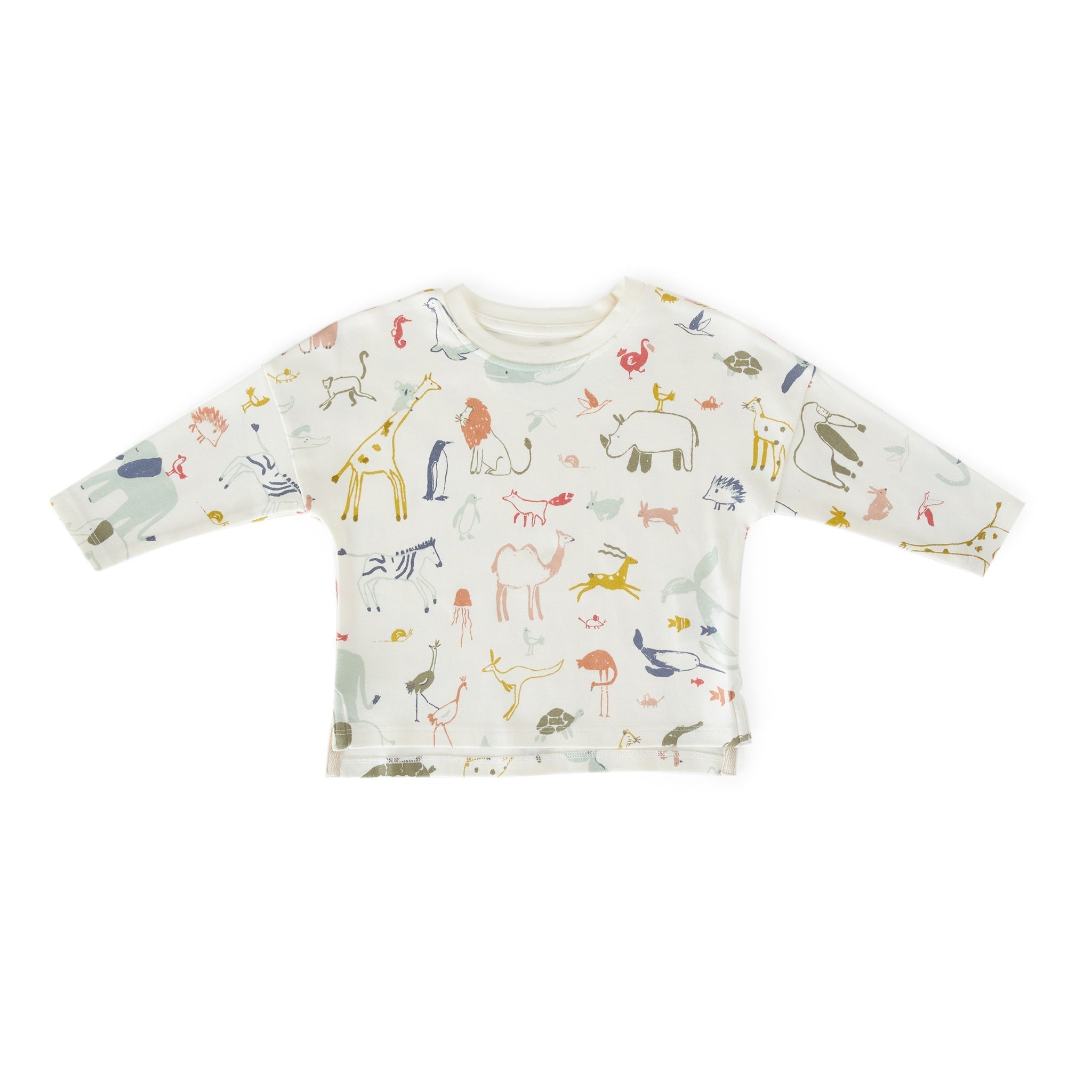 kids dropped shoulder long sleeve top into the wild in multi pattern