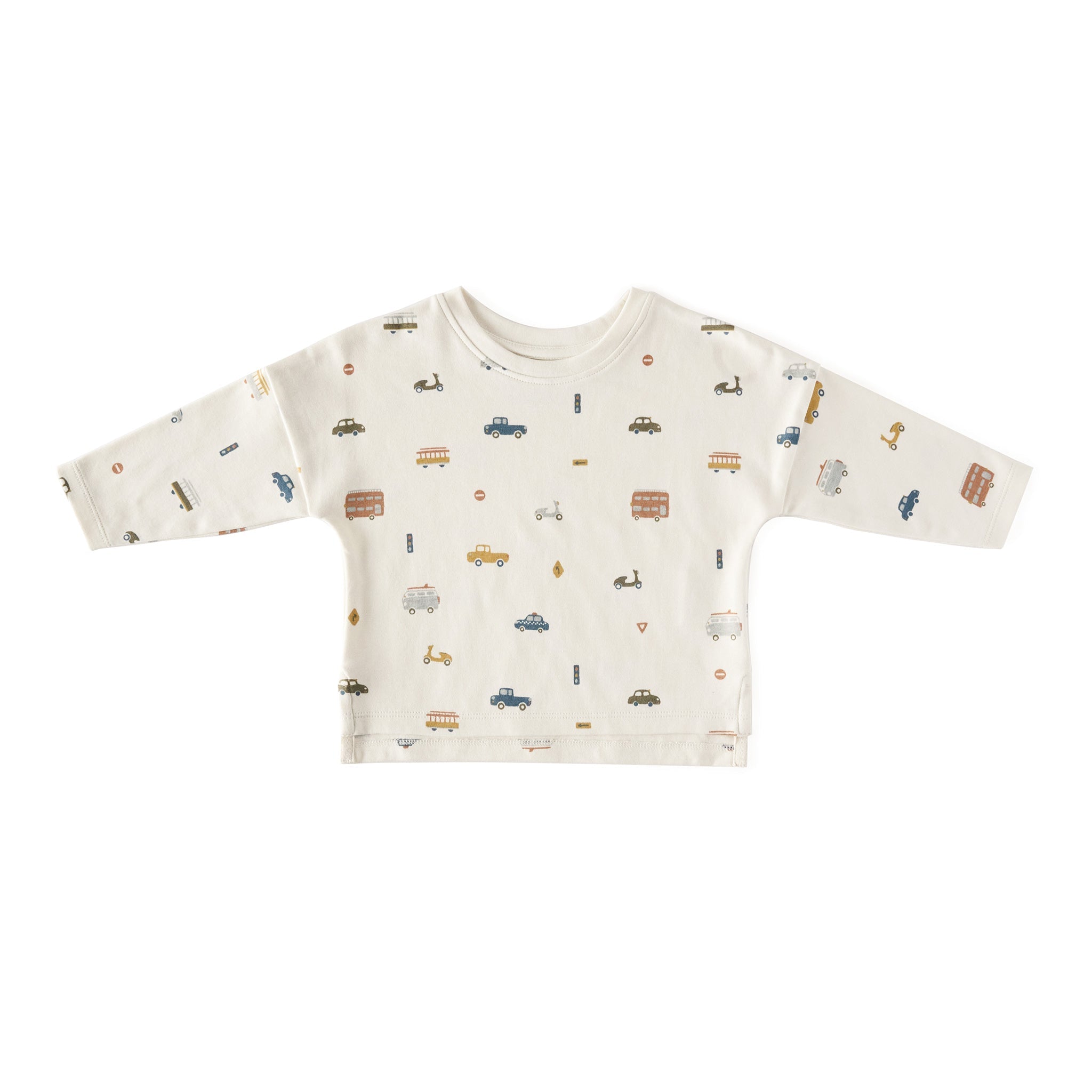 kids dropped shoulder long sleeve top rush hour in multi pattern