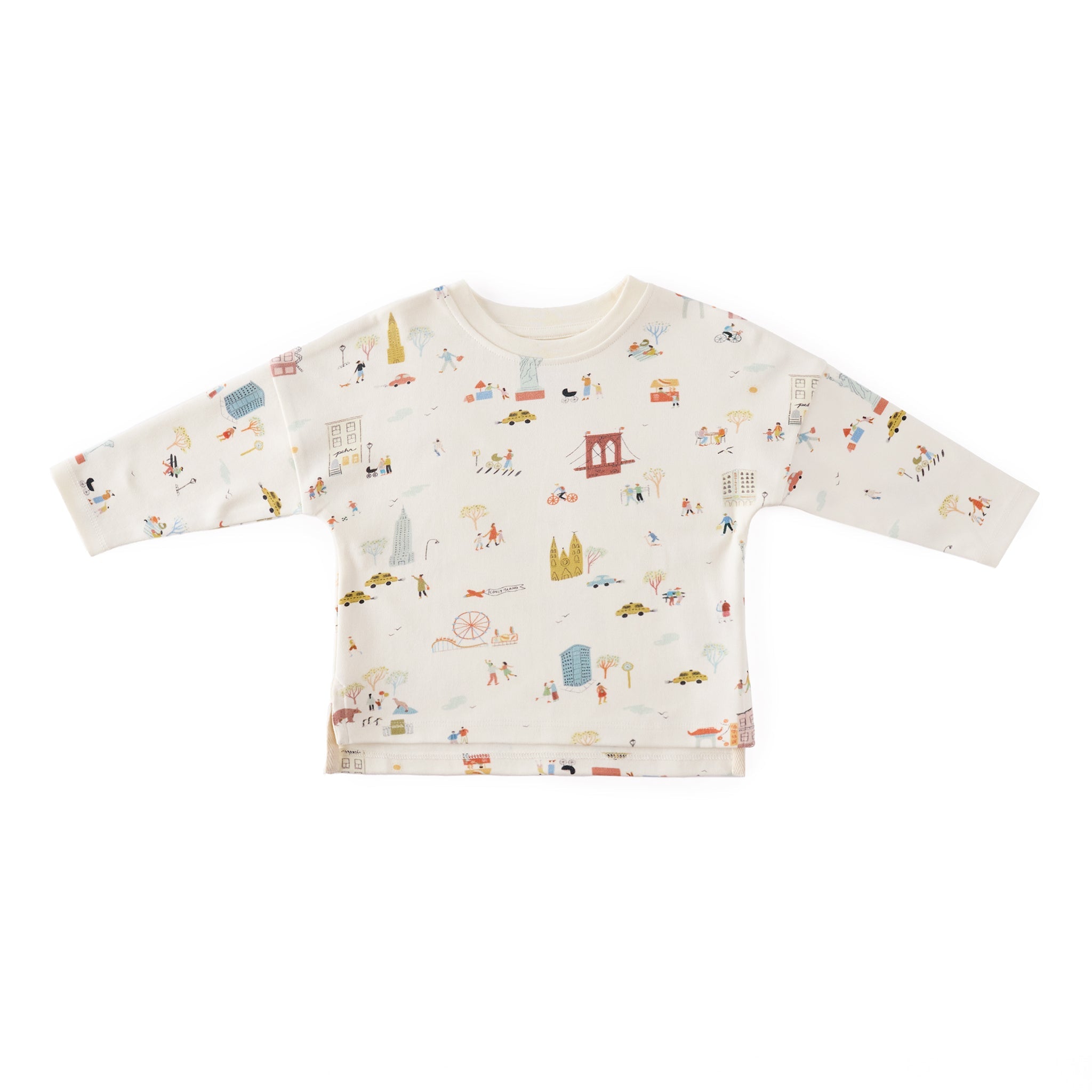 kids dropped shoulder long sleeve top explore new york in multi pattern