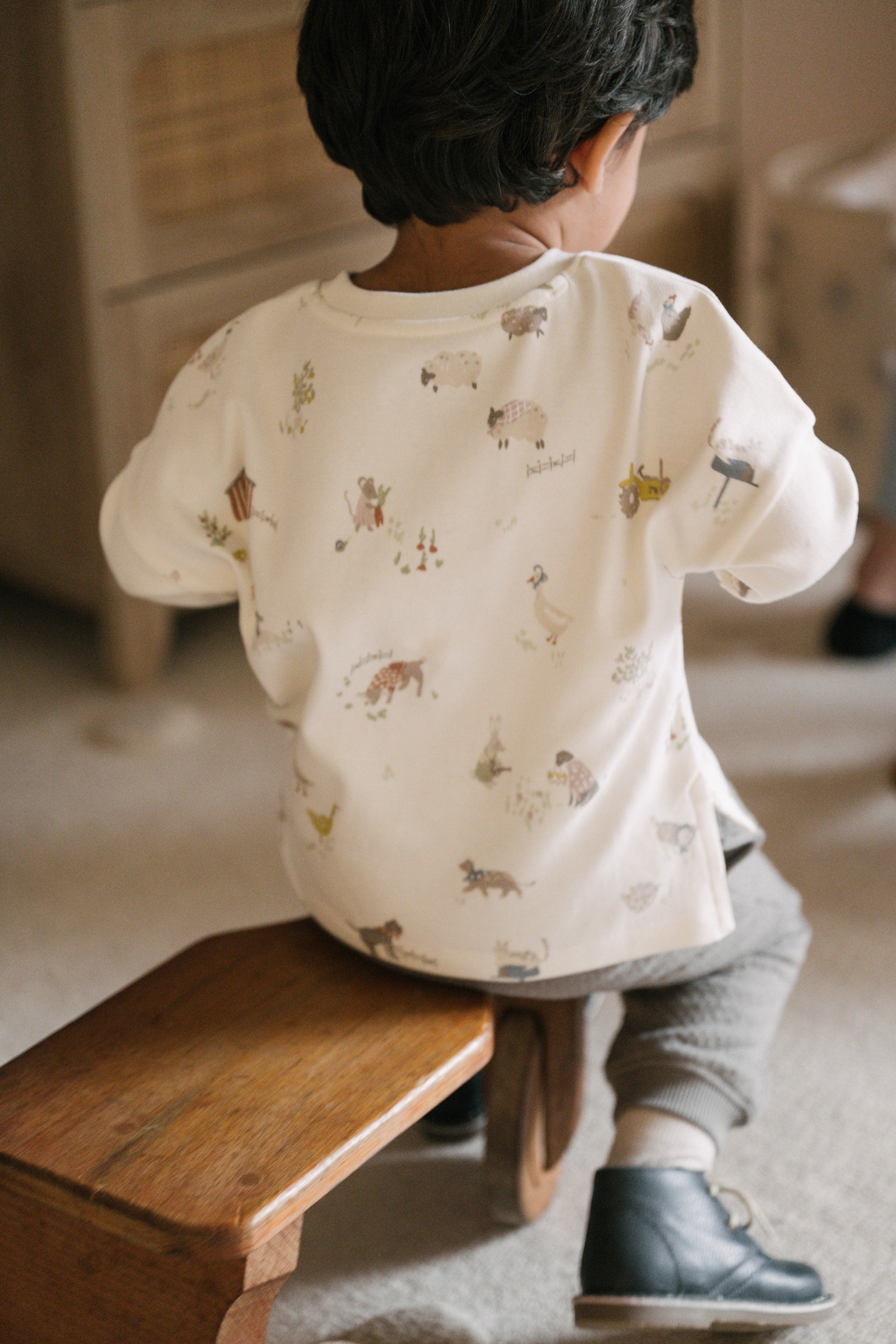 kids dropped shoulder long sleeve top on the farm