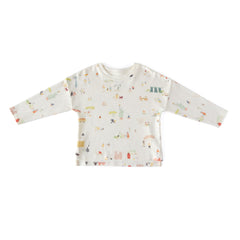 kids dropped shoulder long sleeve top explore the world in multi pattern