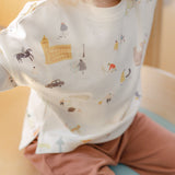 kids dropped shoulder long sleeve top explore the world