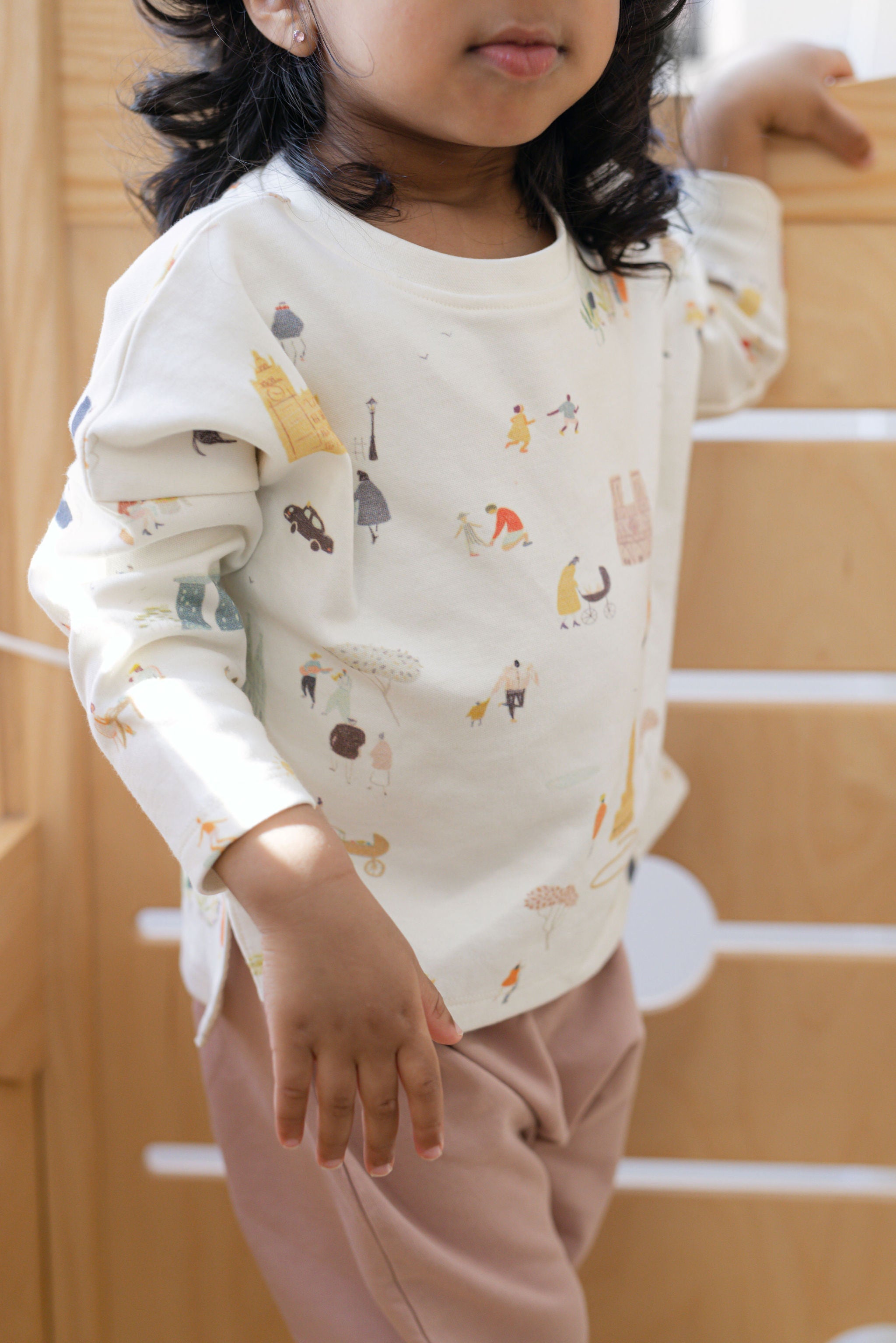 kids dropped shoulder long sleeve top explore the world