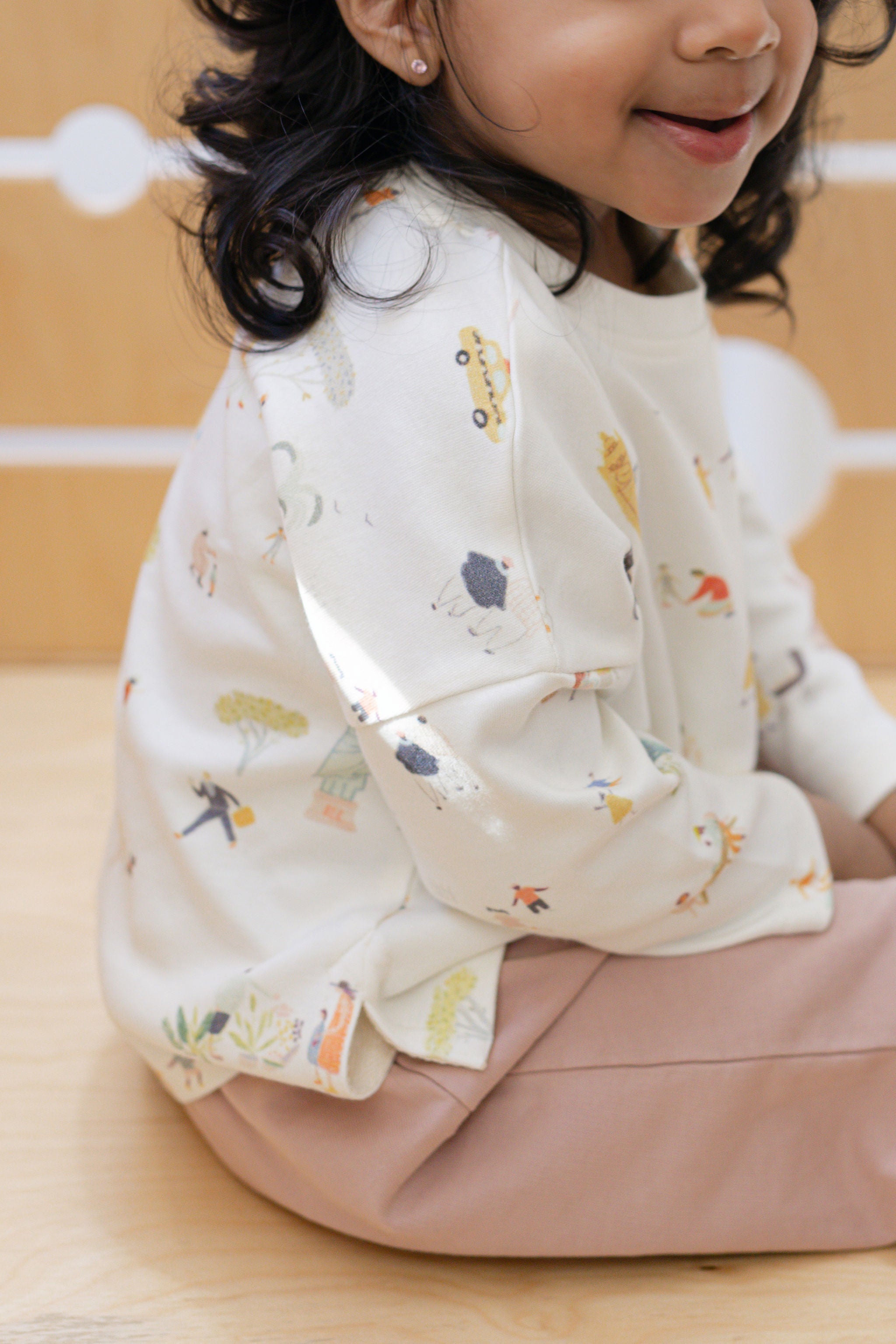 kids dropped shoulder long sleeve top explore the world