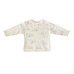 kids dropped shoulder long sleeve top flower patch in pinks pattern