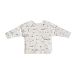 kids dropped shoulder long sleeve top life aquatic in blues pattern